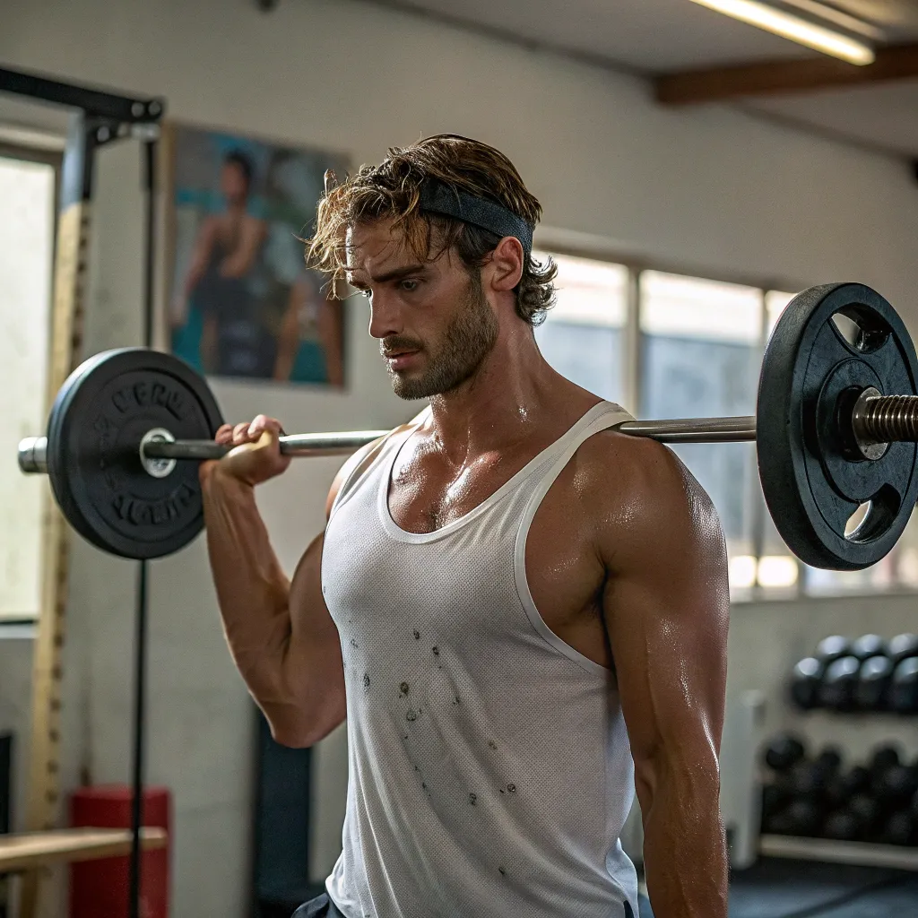 Michael lifting weights